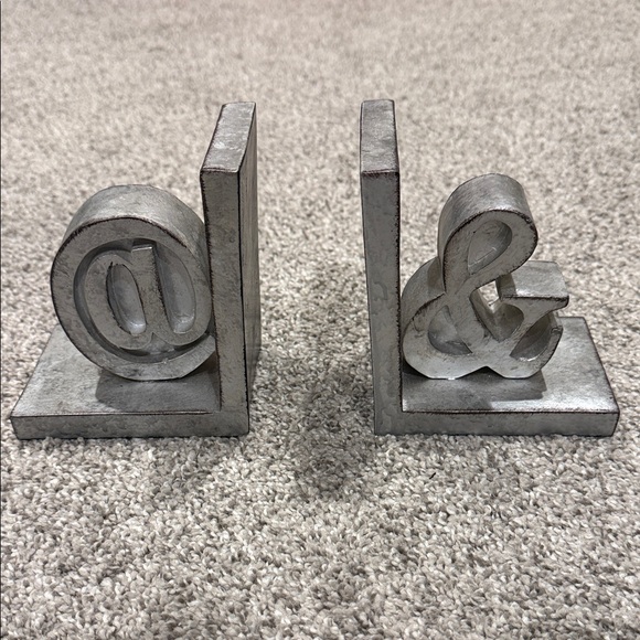At Home Other - Silver Bookends Distressed Look of Silver and Rust Brown Color